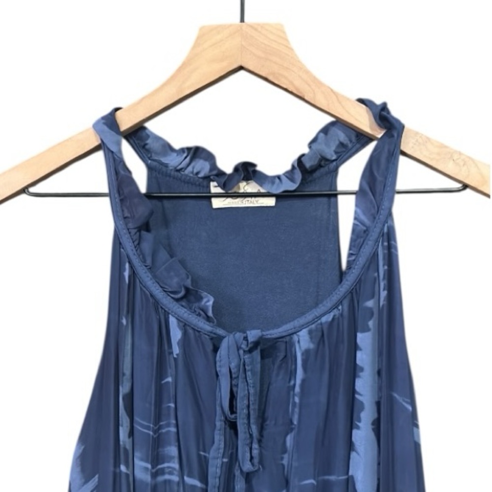 Sofia Made In Italy Sleeveless Blouson Mini Dress Blue Tie Dye Size Small - Picture 9 of 12